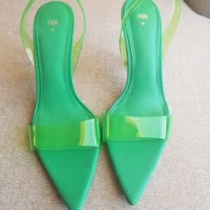 Vinyl Slingback Heeled Sandals